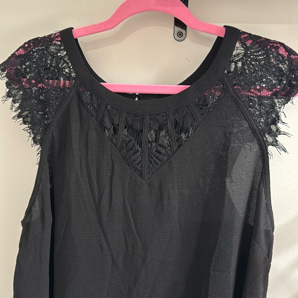 Black blouse with lace detail size XL
